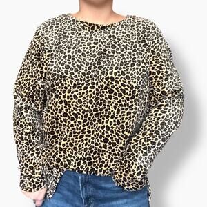 PLUS SIZE SJB SPORT LONG SLEEVE VELOUR LEOPARD TUNIC SIZE XL TALL